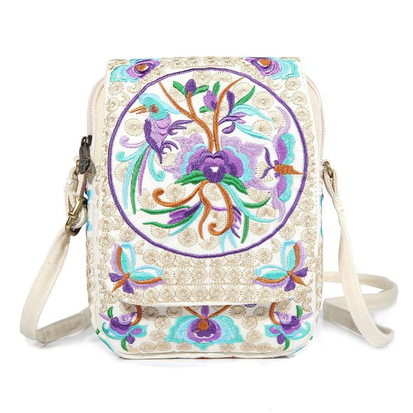 Flower Embroidered Crossbody Bag Phone Purse Small Handbag Coin Pouch, Bger :3 - Picture 1 of 6